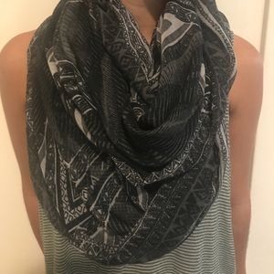 Black and white infinity scarf, lightweight